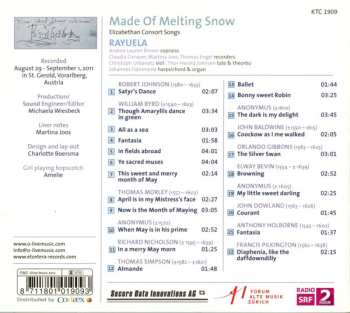 CD Johannes Hämmerle: Made Of Melting Snow - Elizabethian Consort Songs