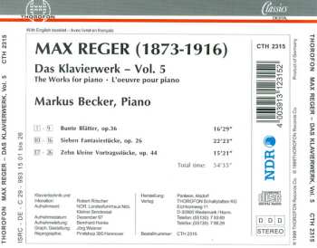 CD Max Reger: Das Klavierwerk Vol. 5