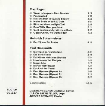 CD Dietrich Fischer-Dieskau: Reger • Sutermeister • Hindemith