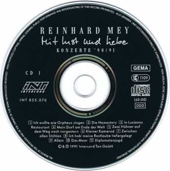 2CD Reinhard Mey: Mit Lust Und Liebe - Konzerte '90/91
