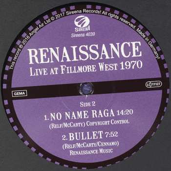 LP Renaissance: Live At Fillmore West 1970 LTD