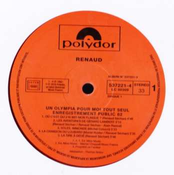 3LP Renaud: Un Olympia Pour Moi Tout Seul  CLR | LTD