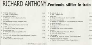 CD Richard Anthony: J'entends Siffler Le Train