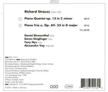 CD Richard Strauss: Piano Quartet ∙ Piano Trio No. 2