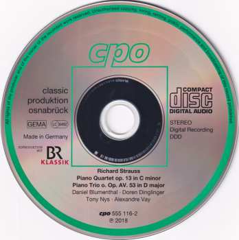 CD Richard Strauss: Piano Quartet ∙ Piano Trio No. 2