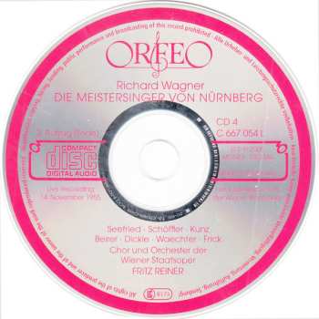 4CD Fritz Reiner: Die Meistersinger von Nürnberg, Live Recording, 14. November 1955