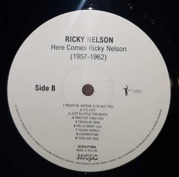 LP Ricky Nelson: Here Comes Ricky Nelson 1957-1962 Hits Collection 