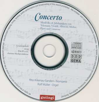 CD Rita Arkenau-Sanden: Musik Des 18. Jahrhunderts Von Telemann, Vivaldi, Albinoni, Molter, Platti Und Cimarosa