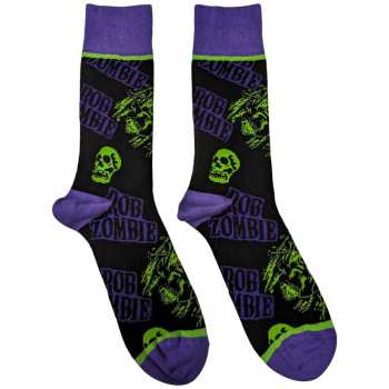 Merch Rob Zombie: Enkelsokken Skull Face Green/purple