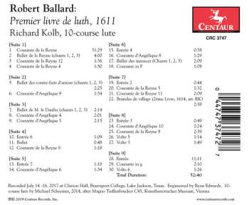 CD Robert Ballard: Premier Livre de Luth, 1611