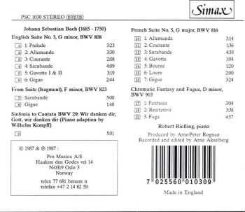 CD Johann Sebastian Bach: Robert Riefling Interprets Bach