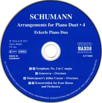 CD Robert Schumann: Arrangements for Piano Duet, Vol. 4 