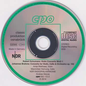 CD Robert Schumann: Violin Concerto / Double Concerto