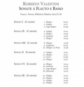 CD Roberto Valentino: Sonate À Flauto E Basso DIGI