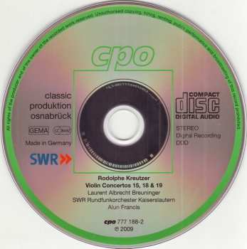 CD Alun Francis: Violin Concertos 15, 18 & 19