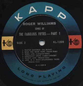 LP Roger Williams: Songs Of The Fabulous Fifties Part 1