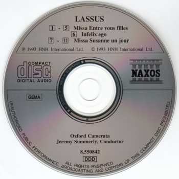 CD Roland de Lassus: Masses For Five Voices • Infelix Ego