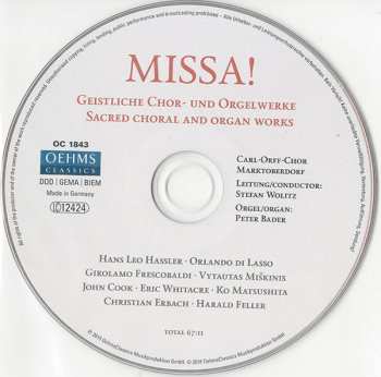 CD Eric Whitacre: Missa! - Geistliche Chor - und Orgelwerke