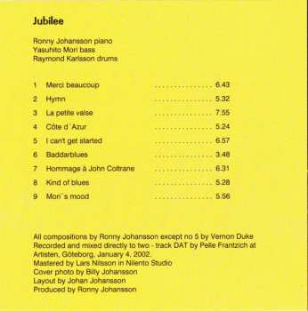CD Ronny Johansson Trio: Jubilee