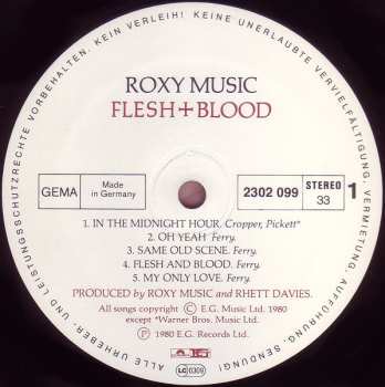 LP Roxy Music: Flesh + Blood