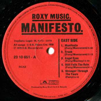 LP Roxy Music: Manifesto