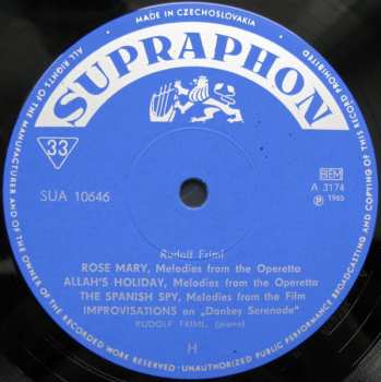 LP Rudolf Friml: Rudolf Friml Plays His Favourite Melodies
