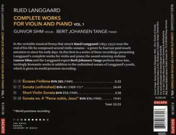 CD Rued Langgaard: Complete Works For Violin And Piano Vol. 1