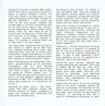 2CD Ryuichi Sakamoto: 左うでの夢 = Hidari Ude No Yume = Left Handed Dream