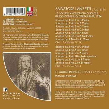 2CD Claudio Ronco: 12 Cello Sonatas Op. 1