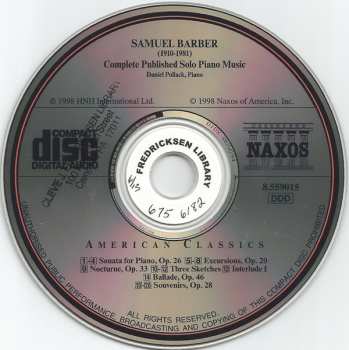 CD Samuel Barber: Solo Piano Music