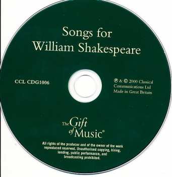 CD Sara Stowe: Songs For William Shakespeare