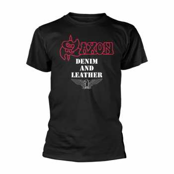Merch Saxon: Tričko Denim And Leather S