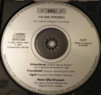 CD Arnold Schoenberg: Organ Music