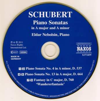 CD Franz Schubert: Piano Sonatas Nos. 4 And 13 • Wanderer Fantasy