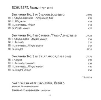 SACD Franz Schubert: Symphonies Nos. 3, 4 & 5