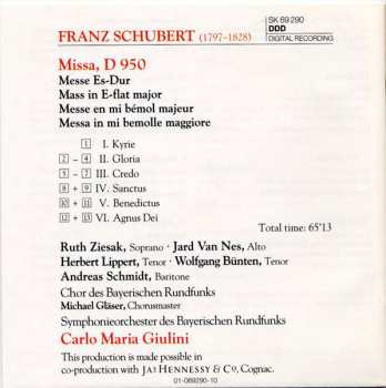 CD Franz Schubert: Missa, D 950
