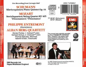 CD Robert Schumann: Live Recording From Carnegie Hall: Klavierquintett = Piano Quintet Op. 44 / Streichquartett = String Quartet KV 465 'Dissonanzen' = 'Dissonance'