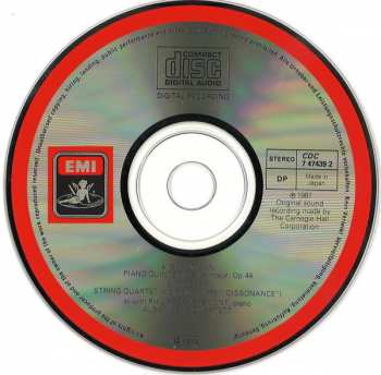 CD Robert Schumann: Live Recording From Carnegie Hall: Klavierquintett = Piano Quintet Op. 44 / Streichquartett = String Quartet KV 465 'Dissonanzen' = 'Dissonance'