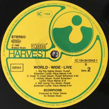 2LP Scorpions: World Wide Live