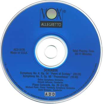 CD Dallas Symphony Orchestra: The Poem Of Ecstasy, Op. 54 / The Poem Of Fire: Prometheus, Op. 60 / Piano Concerto In F-sharp Minor, Op. 20