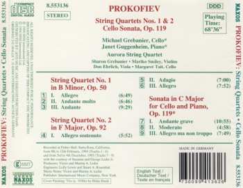 CD Sergei Prokofiev: String Quartets Nos. 1 & 2 / Cello Sonata, Op. 119