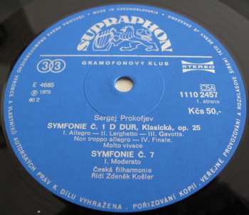 LP Sergei Prokofiev: Symfonie Č.1 D Dur "Klasická" / Symfonie Č.7