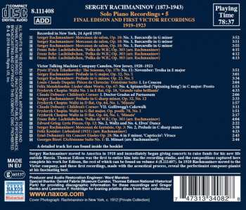 CD Sergei Vasilyevich Rachmaninoff: Solo Piano Recordings • 5