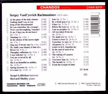 CD Sergei Vasilyevich Rachmaninoff: Songs