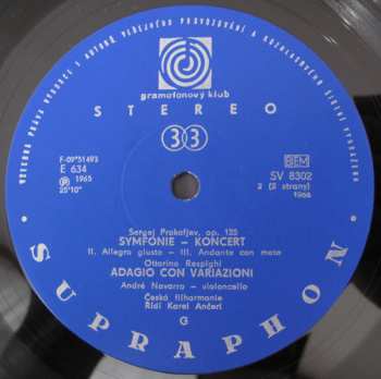 LP Sergei Prokofiev: Symfonie - Koncert / Adagio Con Variazioni