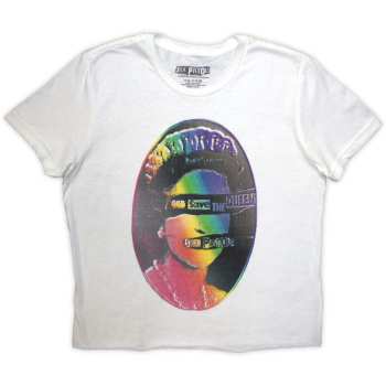 Merch Sex Pistols: Dames Crop Top God Save The Queen Rainbow Print