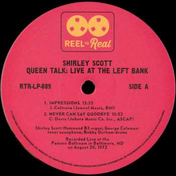 2LP Shirley Scott: Queen Talk: Live At The Left Bank LTD | NUM