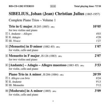 CD Jean Sibelius: Complete Piano Trios, Volume 1