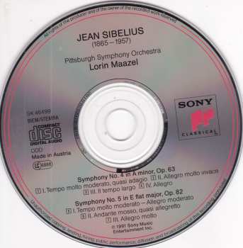 CD Jean Sibelius: Symphonies 4 & 5