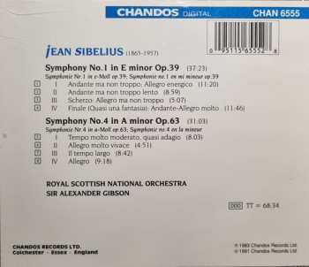 CD Jean Sibelius: Symphonies 1 & 4